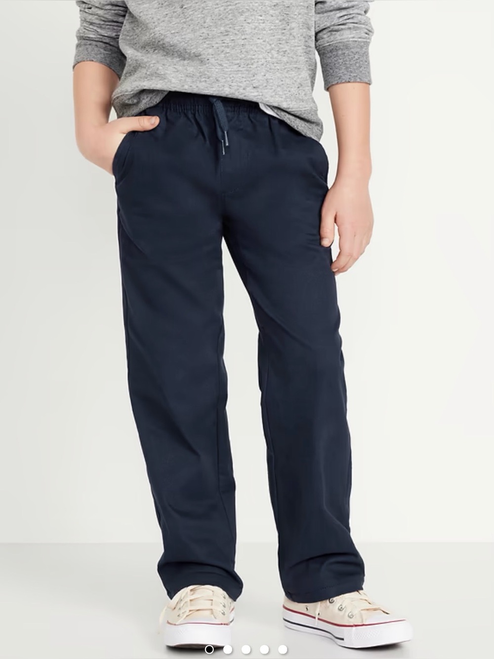 Old Navy Kid Boy Navy Built-In-Flex Straight Elastic Drawstring Waistband Pants